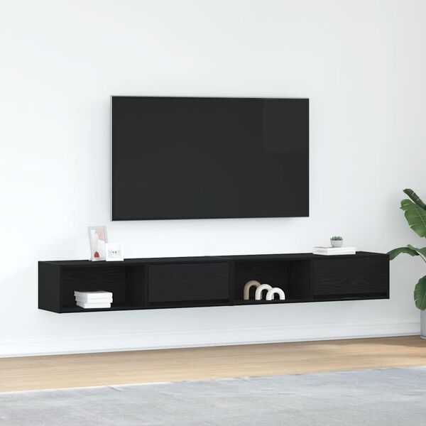 vidaXL Mobili TV 2 pz Rovere Nero 100x31x25,5 cm in Legno Multistrato