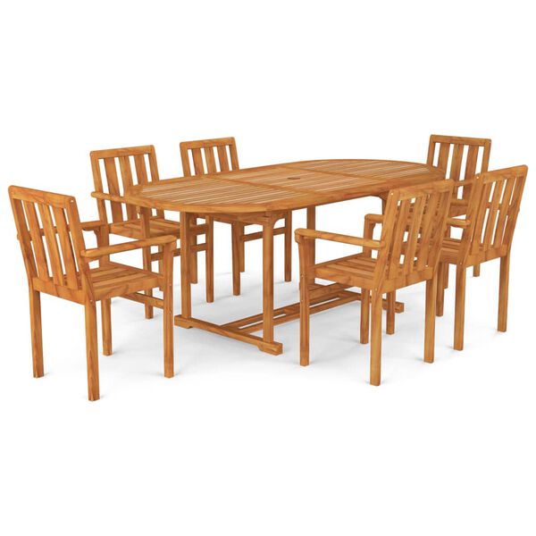 vidaXL Set da Pranzo da Giardino 7 pz in Legno Massello di Teak