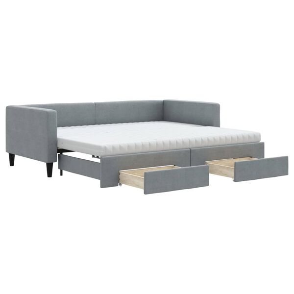 vidaXL Divano Letto Estraibile Cassetti Grigio Chiaro 90x190cm Tessuto