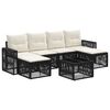vidaXL Set Divano da Giardino 7 pcs Nero e Bianco Crema polyrattan