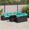 vidaXL Set Divani da Giardino 9 pz con Cuscini Nero in Polyrattan