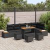 vidaXL Set Divano da Giardino 10 pcs Nero polyrattan