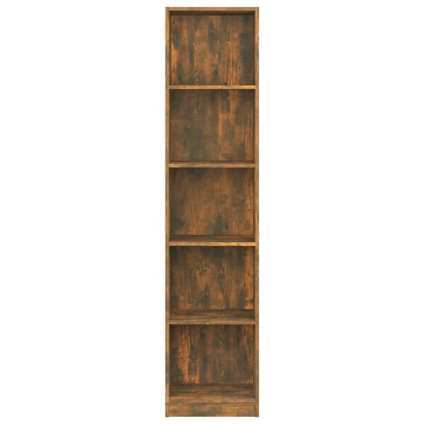 vidaXL Libreria a 5 Ripiani Rovere Fumo 40x24x175 cm Legno Multistrato