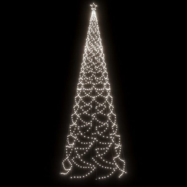 vidaXL Albero di Natale con Palo in Metallo 500 LED Bianco Freddo 5 m