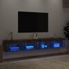 vidaXL Mobili Porta TV con Luci LED 2 pz Rovere Fumo 100x30x30 cm
