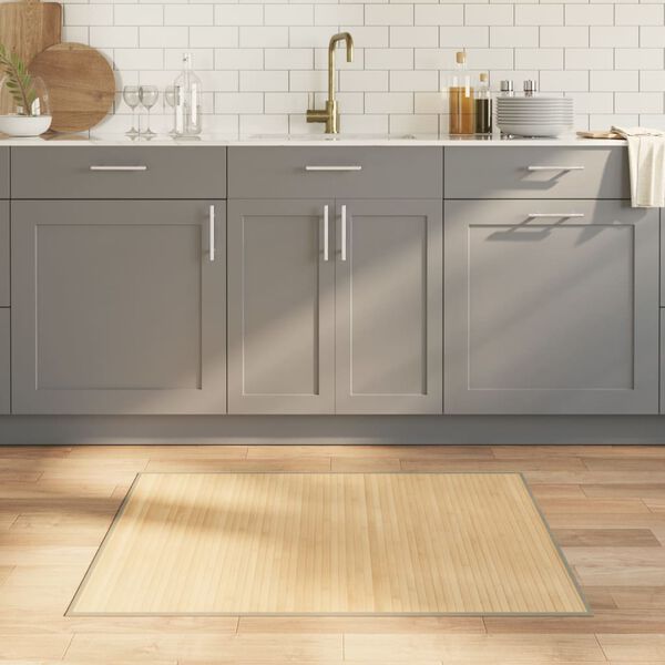 vidaXL Tappeto Rettangolare Natura Chiaro 80x100 cm in Bamb&ugrave;