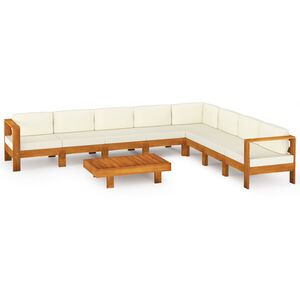vidaXL Set da giardino 9 pezzi con cuscini 100x60 cm in legno di acacia