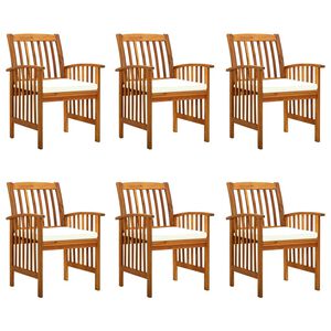 vidaXL Set di 6 sedie da giardino con Cuscini in Legno Massello di Acacia