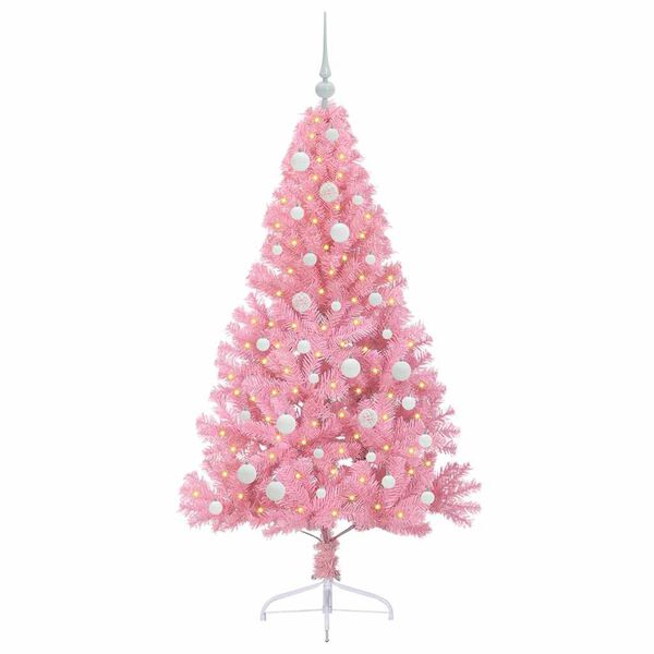 vidaXL Albero di Natale artificiale con luci integrate Rosa 150 cm PVC