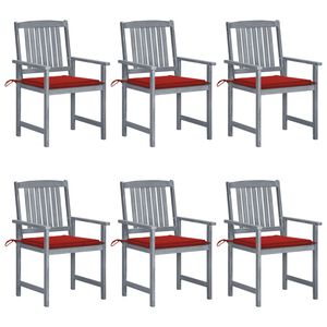 vidaXL Sedie da Giardino con Cuscini 6 pz in Massello di Acacia Grigie