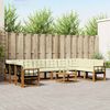 vidaXL Set di divani da esterno con cuscino 11 pcs Naturale e Crema