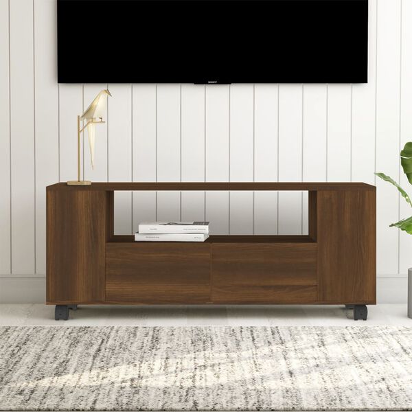 vidaXL Mobile TV Rovere Marrone 120x35x48 cm in Legno Multistrato