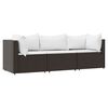 vidaXL Set Mobili da Giardino 3 pz con Cuscini in Polyrattan Marrone