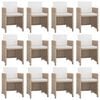 vidaXL Set da Pranzo da Giardino 13 pz con Cuscini in Polyrattan Beige