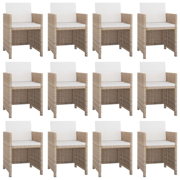 vidaXL Set da Pranzo da Giardino 13 pz con Cuscini in Polyrattan Beige