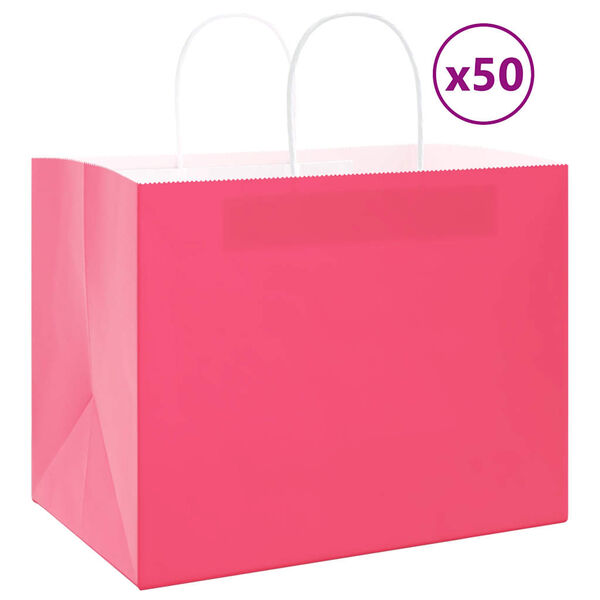 vidaXL Sacchetti di Carta 50 pz con Manici Rosa 32x22x24 cm
