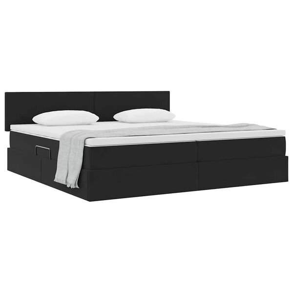 vidaXL Letto con Contenitore con materasso Nero 200 x 200 cm Velluto