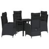 vidaXL Set da Pranzo per Giardino con cuscino 5 pcs Nero polyrattan