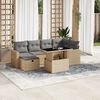 vidaXL Set Divani da Giardino 7 pz con Cuscini Beige in Polyrattan