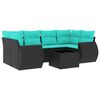 vidaXL Set Divani da Giardino 7 pz con Cuscini Nero in Polyrattan