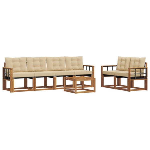 vidaXL Set di divani da esterno con cuscino 7 pcs Naturale e Beige