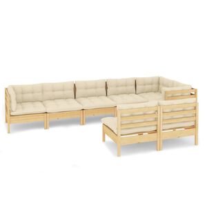 vidaXL Set Divani da Giardino 8 pz con Cuscini Crema Massello di Pino