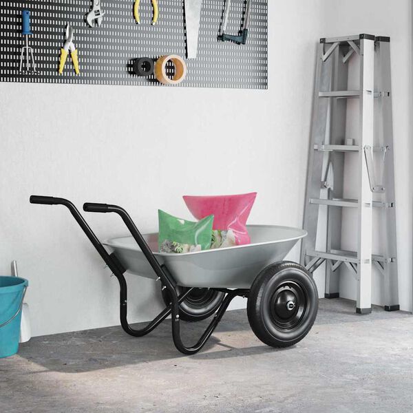 vidaXL Sostituzione Vassoio Carriola Argento 90 x 63 x 28 cm Acciaio