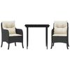vidaXL Set da Pranzo da Giardino 3 pz con Cuscini Nero in Polyrattan