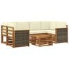 vidaXL Set di divani da esterno con cuscino 7 pcs Naturale e Crema