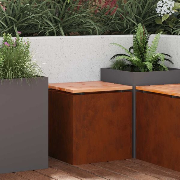 vidaXL Panchina da giardino Ruggine 40 x 40 x 43 cm acciaio corten