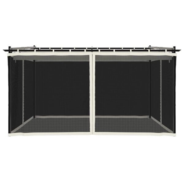 vidaXL Gazebo con Pareti in Rete Crema 4x3 m in Acciaio
