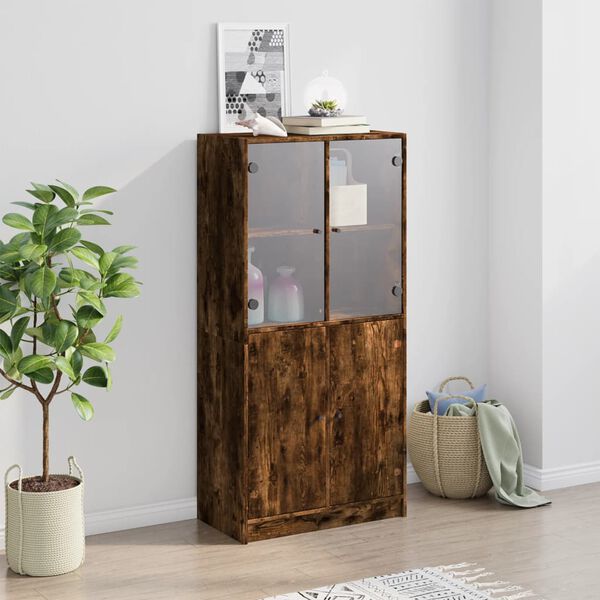 vidaXL Credenza con Ante Rovere Fumo 68x37x142 cm Legno Multistrato