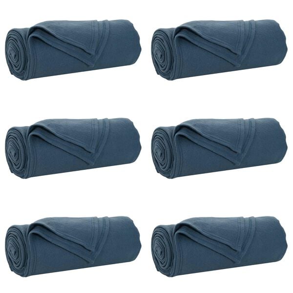 vidaXL Coperte da Pile 6 pcs Blu navy 170 x 130 cm Panno