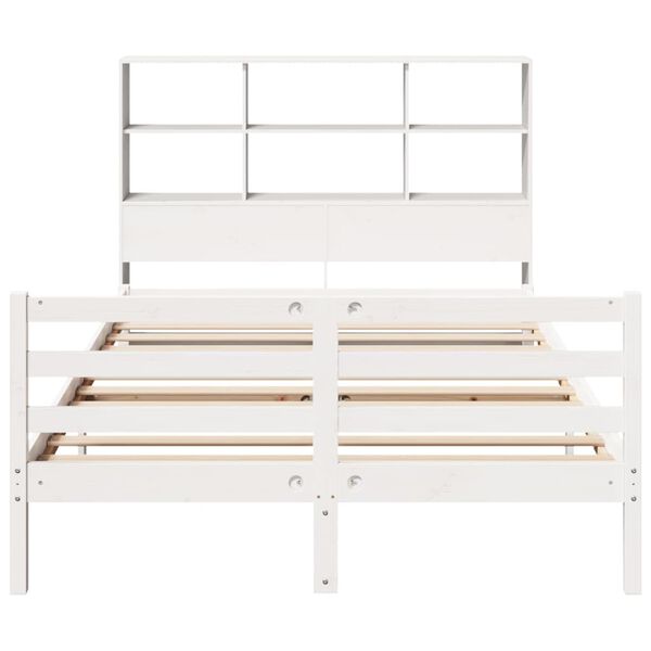 vidaXL Letto Libreria senza Materasso Bianco 160x200 cm Legno di Pino