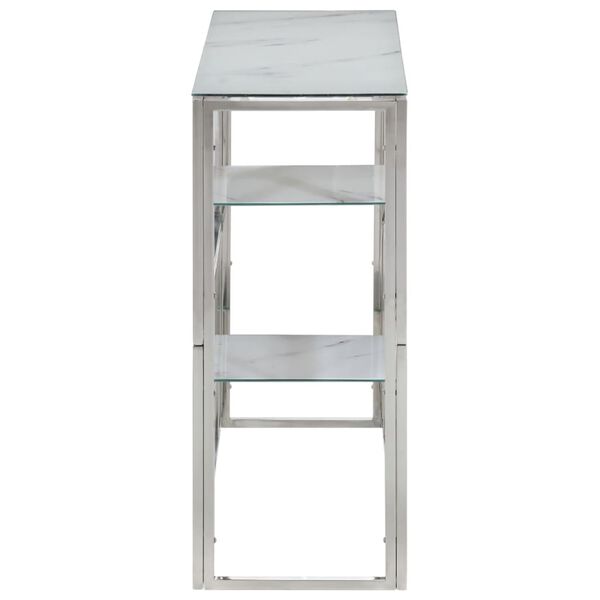 vidaXL Tavolino Consolle Argento Acciaio Inossidabile Vetro Temperato