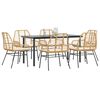 vidaXL Set Pranzo da Giardino 7pz con Cuscini Marrone Polyrattan Vetro