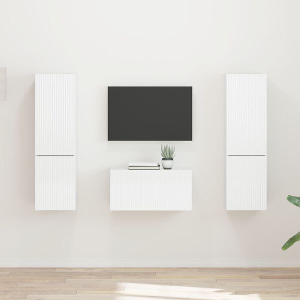 vidaXL Set mobile TV 5 pcs Bianco Lucido Legno multistrato