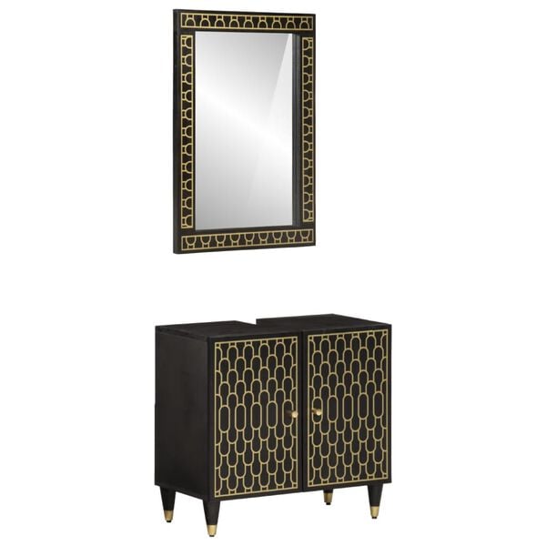 vidaXL Set Mobili da Bagno 2pz in Legno Massello di Mango