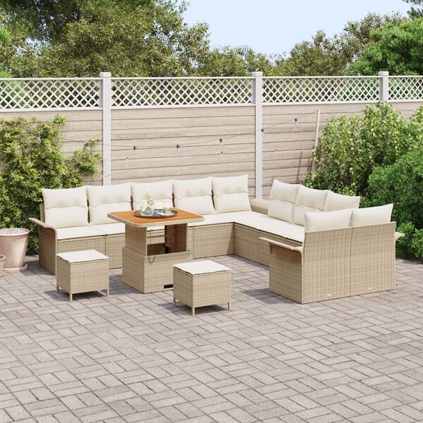 vidaXL Set Divano da Giardino 13 pcs Beige e Crema 80 x 80 x 71 cm