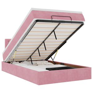 vidaXL Pouf Letto con Materasso e LED Rosa 120x190cm in Velluto