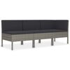 vidaXL Set Divani da Giardino 3 pz con Cuscini in Polyrattan Grigio