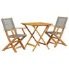 vidaXL Set da Bistrot 3 pz Grigio in Polyrattan e Legno Massello