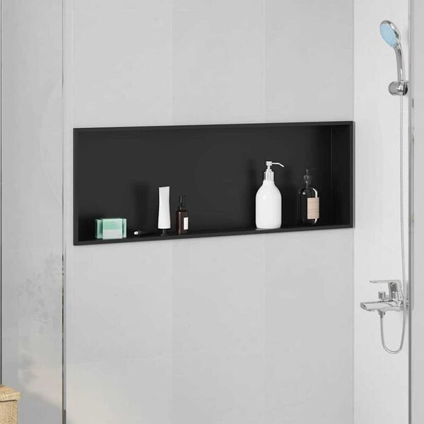 vidaXL Nicchia per doccia Nero 90 x 30 x 9,5 cm Acciaio inossidabile