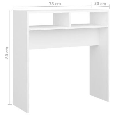 vidaXL Tavolino Consolle Bianco 78x30x80 cm in Legno Multistrato