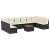 vidaXL Set Divani da Giardino 11 pz con Cuscini in Polyrattan Nero