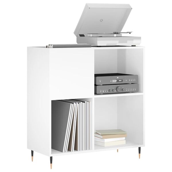 vidaXL Mobile Porta Dischi Bianco Lucido 84,5x38x89 Legno Multistrato