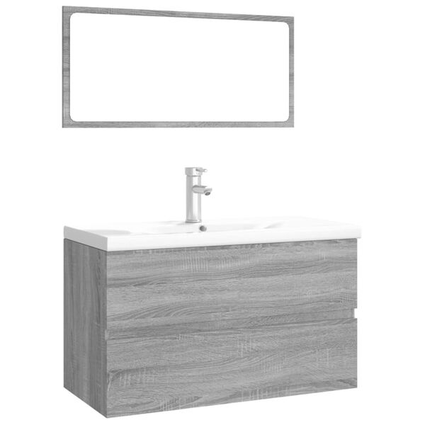 vidaXL Set di Mobili da Bagno Grigio Sonoma in Legno Multistrato