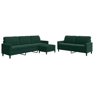vidaXL Set di Divani 3 pz con Cuscini Verde scuro in Velluto