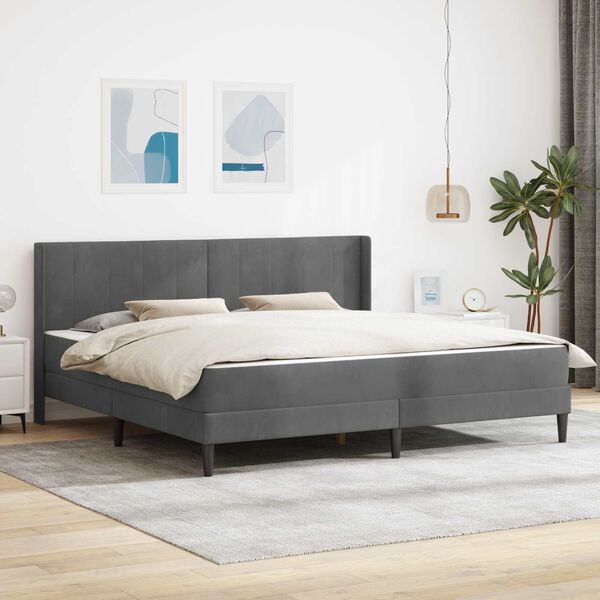 vidaXL Struttura letto con materasso Grigio scuro 200 x 200 cm Velluto
