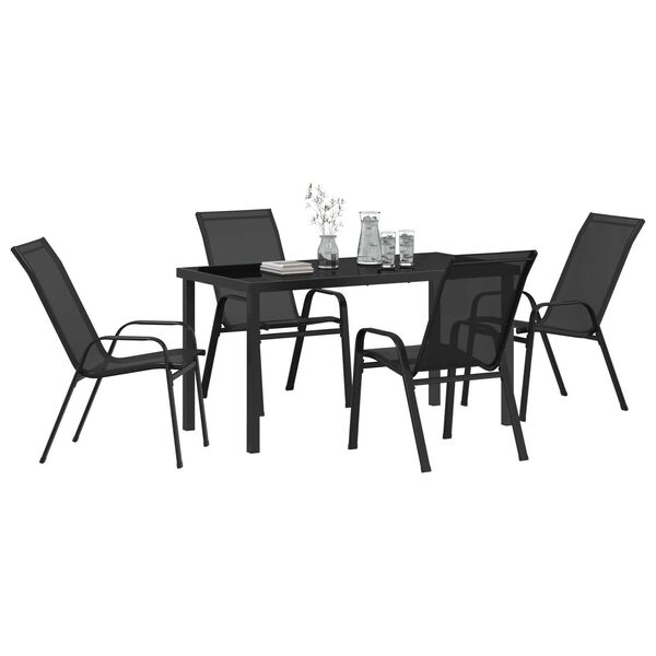 vidaXL Set da Pranzo per Giardino 5 pcs Nero